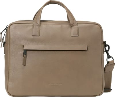 Marc O'Polo Leren business tas laptoptas met laptopvak Lorenz Business Bag Burnt Ash Taupe