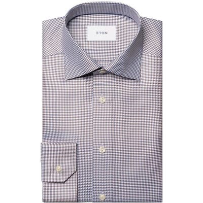 Eton Overhemd Luxury Organic Cotton King Twill Houndstooth Texture Oranje / male