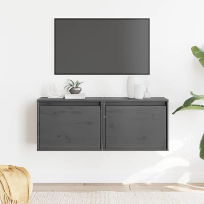 vidaXL - Wandkasten - 2 - st - 45x30x35 - cm - massief - grenenhout - grijs