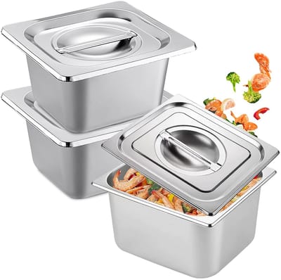 Dailygoods- Voedselcontainer Roestvrij Staal - Stapelbaar - Grillplaat - Marinerende Container - Keukenaccessoire - 0.8mm Dikte - Gastronorm Container