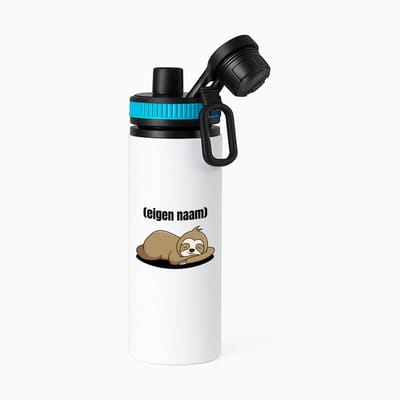 Hacebo® - luiaard met eigen naam waterfles met draaidop blauw - Luiaard - luiaard liefhebbers - iemand die houdt van luiaards - verjaardag - cadeau - kado - water fles - 850ML