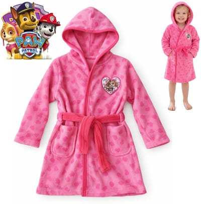 Paw Patrol Kinder Badjas Roze – Meisjes - Maat 122/128 – Zachte Fleece Badjas met Capuchon en Ceintuur