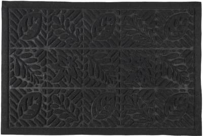 Home deco factory Deurmat - anti slip - kunststof - zwart - 40 x 60 cm - schoonloopmat - met reliëf