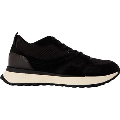 Boss Heren Jonah Run Leren Trainers (Zwart)