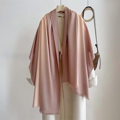 Écharpe en Cachemire d'Hiver de Luxe pour Femmes Mouchoir Dégradé Pashmina Chaud Châle Féminin Enveloppement à Franges Pareo Doux Bufanda Écharpes Châle 80X200cm