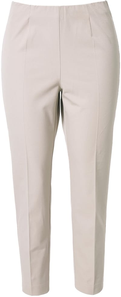 Ulla Popken - Dames - 7/8-broek biezen smalle broekspijpen elastische tailleband - Grijsbeige - Maat 46