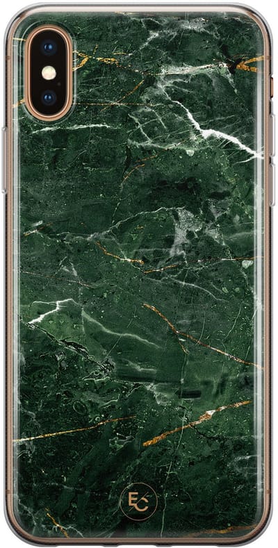 Hoesje geschikt voor iPhone Xs Max - Marble jade green - Soft Case - TPU - Marmer - Groen - ELLECHIQ
