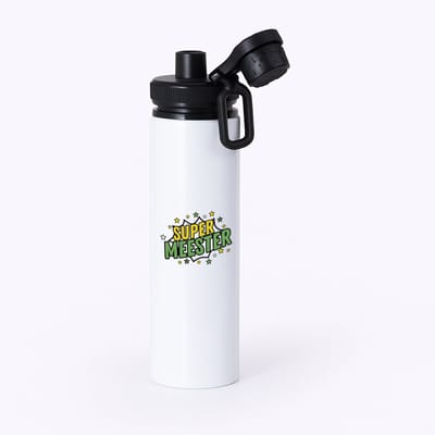 Hacebo® - Super meester waterfles met draaidop zwart - Meester - een meester - school - verjaardagscadeau - afscheidscadeau - kado - gift - water fles - 850ML