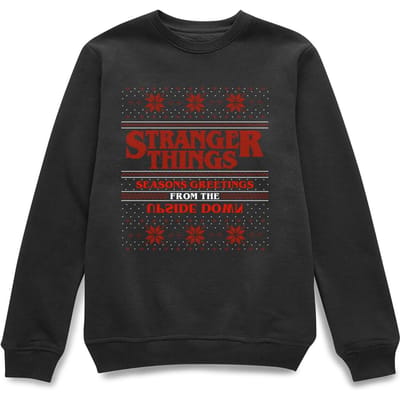 Stranger Things Seasons Greetings From The Upside Down Christmas Jumper - Black - S