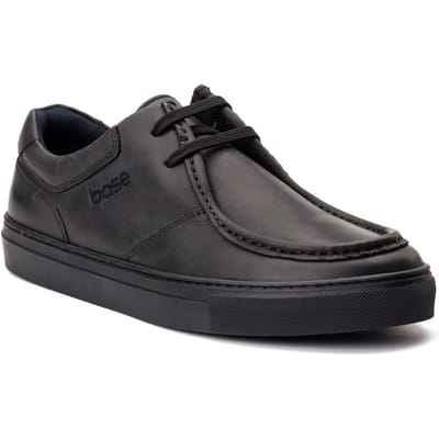Base London Dalston Leren Heren Zwarte Mocassins Schoenen