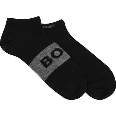 Boss Enkel sokken met logo voor volwassenen (pak van 2) (Zwart)