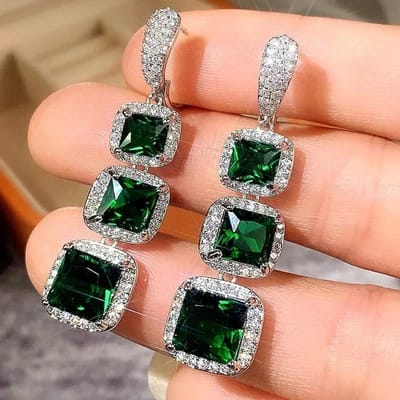 Nieuwe Groene Kristallen Steen Oorbellen In Europa En Amerika, Gekoppeld Aan Schitterende Luxe Verjaardagscadeaus Voor Vrouwen, Prachtige Sieraden black