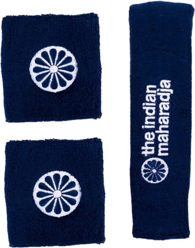 The Indian Maharadja Zweetband Set (1 Hoofdband + 2 Polsbandjes) - Navy