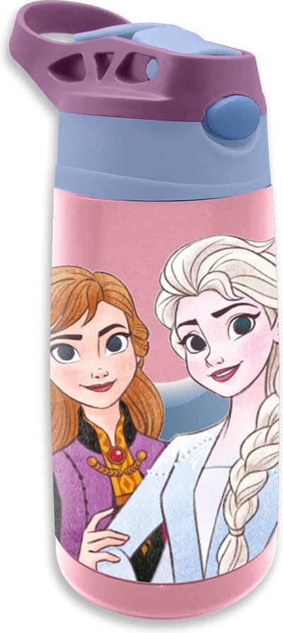 Disney Frozen RVS Drinkfles - 400 ml. - Roze / Paars - Kids Licensing -