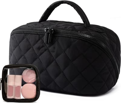 GELLDG Make-up tassen en etuis - 2 Stuks - Kosmetiekorganizer - Kulturtas - 25x14x13 cm en 13x13 cm - 180° Plattegrond Design Grote Capaciteit Waterdicht Machine Wasbaar - Geschikt voor Reizen en Dagelijks Gebruik