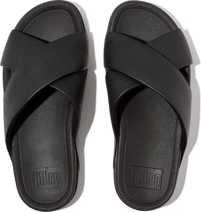 FitFlop Sandalen Surfer voor heren, van getrommeld leer, kruisslippers HA6