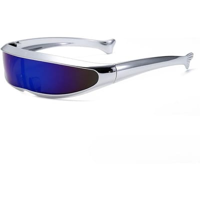 Punk Retro Stijl Laser Zonnebril Alien Cool UV-bestendig voor Fietsen Straatfotografie Functioneel Stijlvol white