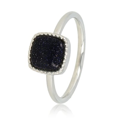 My Bendel - Kleine Zegelring met Blue Sand Stone Edelsteen - Kleine Zegelring - Blue Sandstone Edelsteen - Chique Sieraad - met Luxe Cadeauverpakking | Sieraden Voor Dames | Maat 16.00 Mm / Maat 50