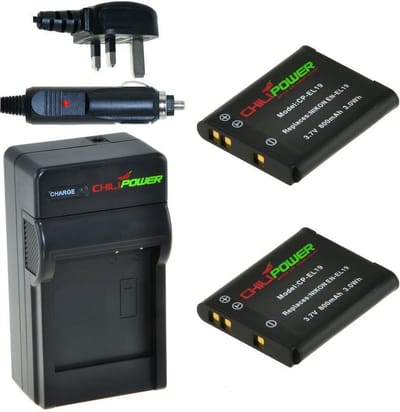 ChiliPower 2 x EN-EL19 accu's voor Nikon - Charger Kit + car-charger - UK version