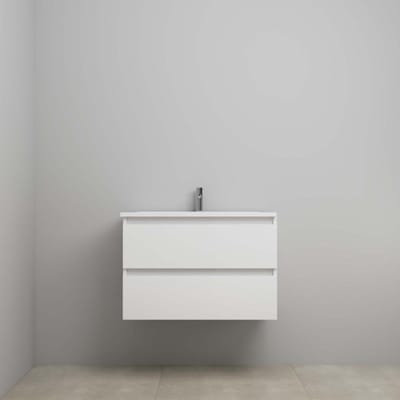 On-Line Onderkast - 80 cm - Voorgemonteerd - Acryl Wastafel - 1 Kraangat - Hoogglans Wit