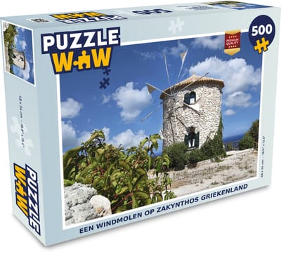 Puzzel Een windmolen op Zakynthos Griekenland - Legpuzzel - Puzzel 500 stukjes