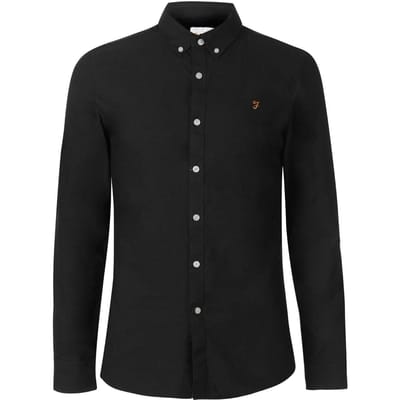 Farah Vintage Oxford-overhemd met lange mouwen en knoopsluiting voor heren (ZWART/GEEL)