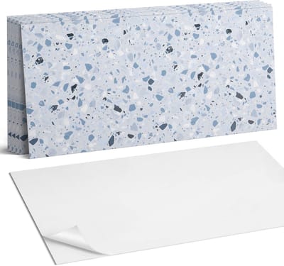 Coloray Plaktegels - Patroon met steenfragmenten Wandtegel Zelfklevend - 60 cm x 30 cm - Grijs Plaktegels - 6 stuks - Rechthoek PVC Tegels - Plaktegels Keuken - Zelfklevende Vloertegels Badkamer - Vinyl Tegels - Zelfklevende Wandtegels