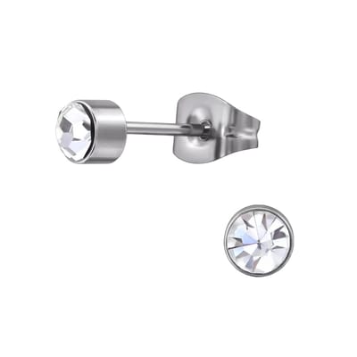 Rvs sieraden - Oorbellen - Transparante kristal oorstekers -4mm - kind