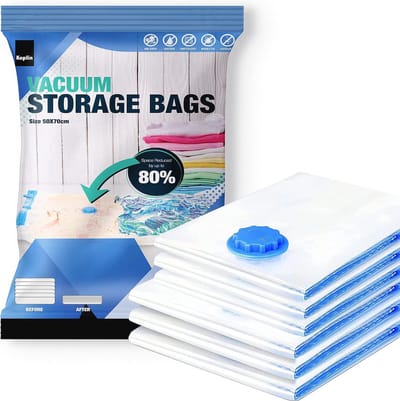 Vacuümopbergzakken 70 x 50 cm - 6 stuks - 80% Meer Compressie voor Kleding, Dekens en Beddengoed