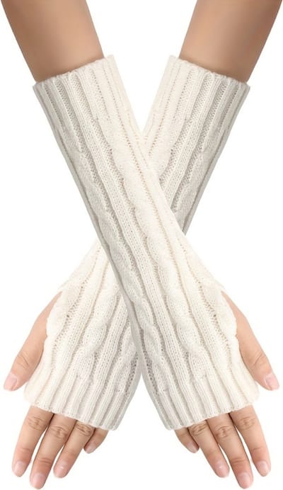 Nivard Armwarmers - Polswarmers - Armwarmers Dames - Duimopening - Wol - Armstukken - Winter - Wit