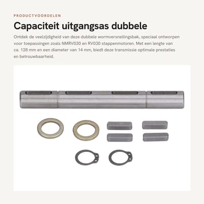 Dailygoods- Wormversnellingsbak Dubbele Uitgangsas - NMRV030/RV030 - Nema23 - Gelegeerd Staal - 128 mm Lengte - 14 mm Diameter - Slakkenversnellingsbak