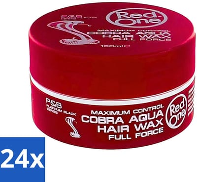 Red One - Haarwax - Cobra Aqua - Maximale Controle - Voor Krachtige Hold & Glans - 150 ml - Voordeelverpakking - 24 stuks
