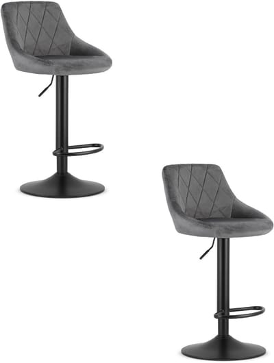 KAST kruk - grijs fluweel / zwarte basis x 2