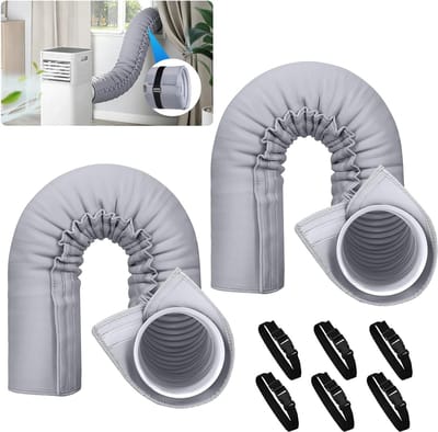 Draagbare beschermhoes voor airconditioning slangen met elastieken, thermische isolatie en zonwering voor afvoerbuizen van 12,5 cm en 14,9 cm