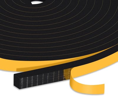 Hoogwaardige schuimafplakband, 2 rollen van 10 mm breed x 6 mm dik, ideaal voor isolatie van deuren en ramen, 8 meter lang (2 x 5 m)