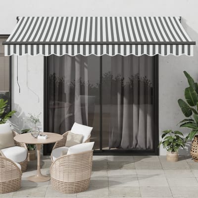 vidaXL - Luifel - uittrekbaar - 3,5x2,5 - m - stof - en - aluminium - antraciet - en - wit