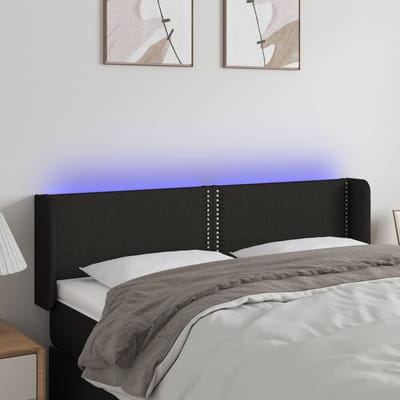 vidaXL - Hoofdbord - LED - 147x16x78/88 - cm - stof - zwart