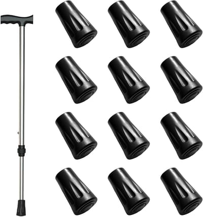 12 Stuks Universele Rubber Eindkappen voor Nordic Walking Stokken - Antislip Bescherming voor Asfalt en Zandsteen, Accessoires voor Wandelen en Trekking
