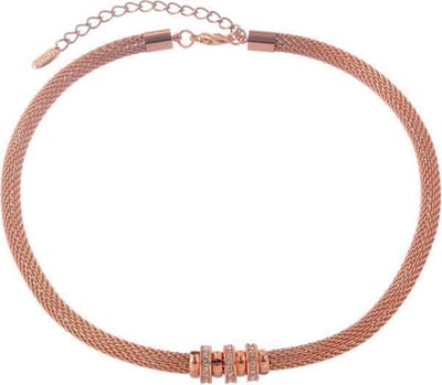 Behave - Korte ketting met kristalstenen - Roségoudkleur - 42 cm + 7 cm verlengketting
