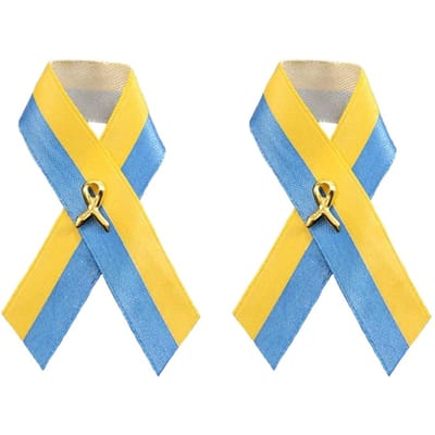 Ukraïense Vlag Vredesknoop Broche Blauw Geel Lint Badge Spelden voor Kleding Rugzak Hoed Tas