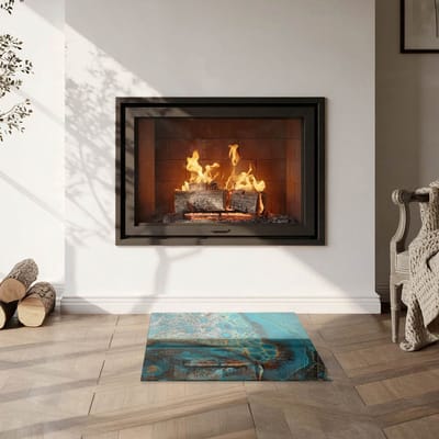 Coloray Vloerplaat Houtkachel - Plaat voor Onder Houtkachel - 50 cm x 50 cm - Open Haard Accessoires - Turkoois Vloerplaat Kachel - Onderplaat Voor Houtkachel - Plaat onder Houtkachel - Kachel Onderplaat - Verwarmingsaccessoires