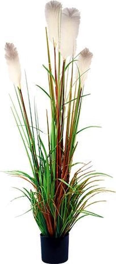Kunst Riet gras in pot 150 cm - wit-groen-bruin