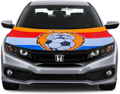 Oranje motorkap hoes met voetbal
