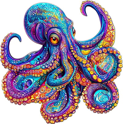 Houten Puzzel Octopus - Dierenpuzzel Legpuzzel - Ontspanning Thuis - Unieke Vormen - 34 x 33.7 cm - Niet gespecificeerd