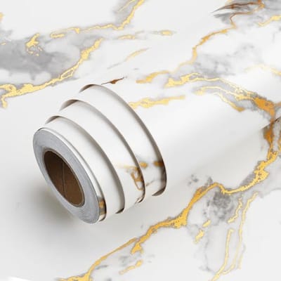 Kleeffolie Marmer Goud Wit - Zelfklevende Plakfolie voor Meubels en Keuken