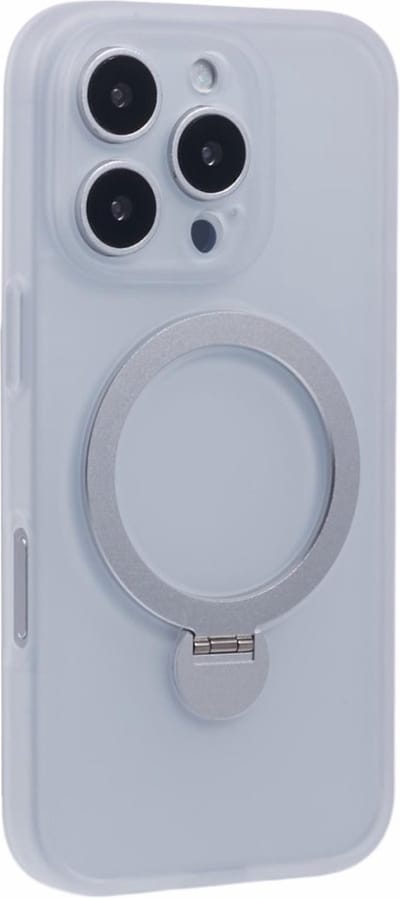 Coverup Hoesje - Geschikt voor iPhone 16 Pro Max Hoesje - Coverup Transparante Siliconen Back Cover met 360° MagSafe Compatible Ring Kickstand - Transparant