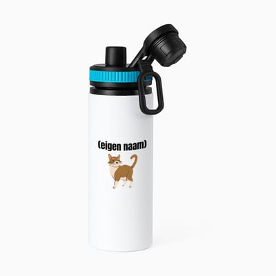 Hacebo® - kat met eigen naam waterfles met draaidop blauw - Katten - katten liefhebbers - iemand die houdt van katten - verjaardag - cadeau - kado - water fles - 850ML