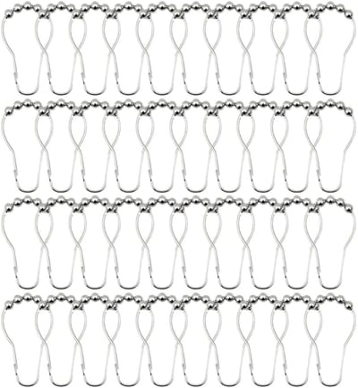 NTH products- Douchegordijnhaken 40 Stuks - Roestvrij Staal - Antiroest - Glijdende Ringen - Badkamergordijnen - 4,2 x 7,4 Cm - Gordijnringen