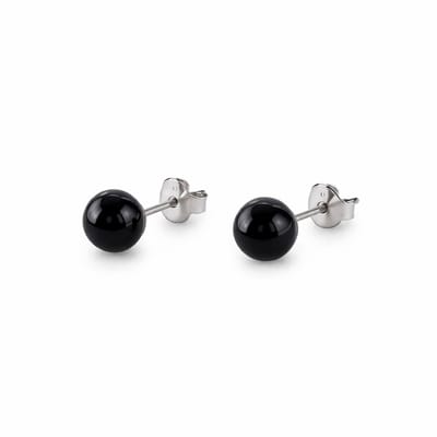 Behave Parel Oorstekers 6 mm Zwart – Kleine Zwarte Parel Oorbellen Dames – Glasparels – Tweede Gaatje – Nikkelvrij
