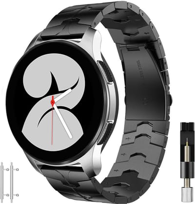 Stravo 20mm Stalen Horlogebandje – RVS bandje Geschikt voor Samsung Galaxy Watch 7 (40 & 44mm) - Galaxy Watch FE - Galaxy Watch 6 - Galaxy Watch 6 Pro - Galaxy Watch 5 - 5 Pro - Watch 4 - 4 Classic - Active 2 - Watch 3 (41mm) – Metalen – Zwart